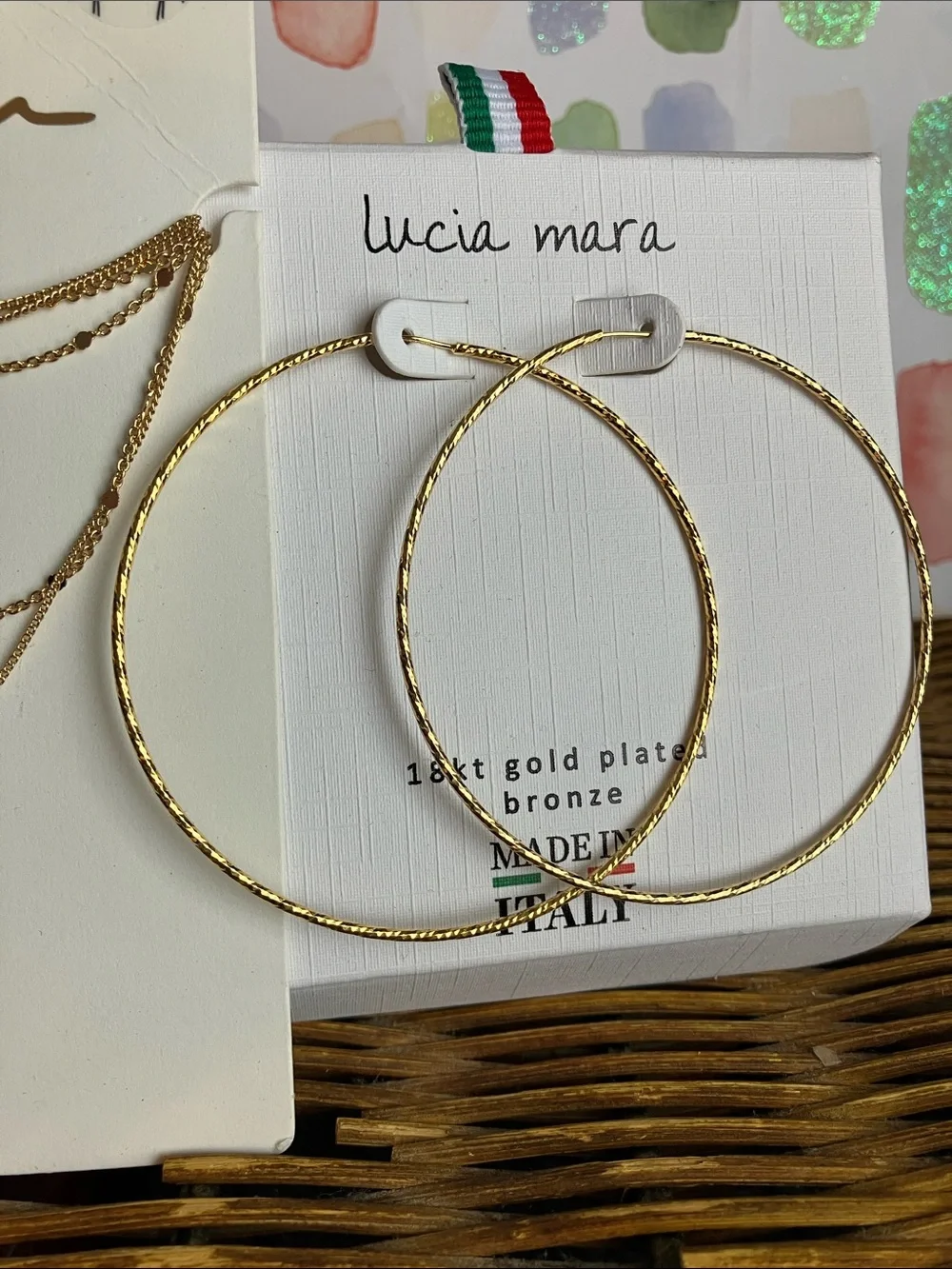 Lucia Mara & I am Gold-Plated Layered Necklace and Hoop Earring Set - Gold